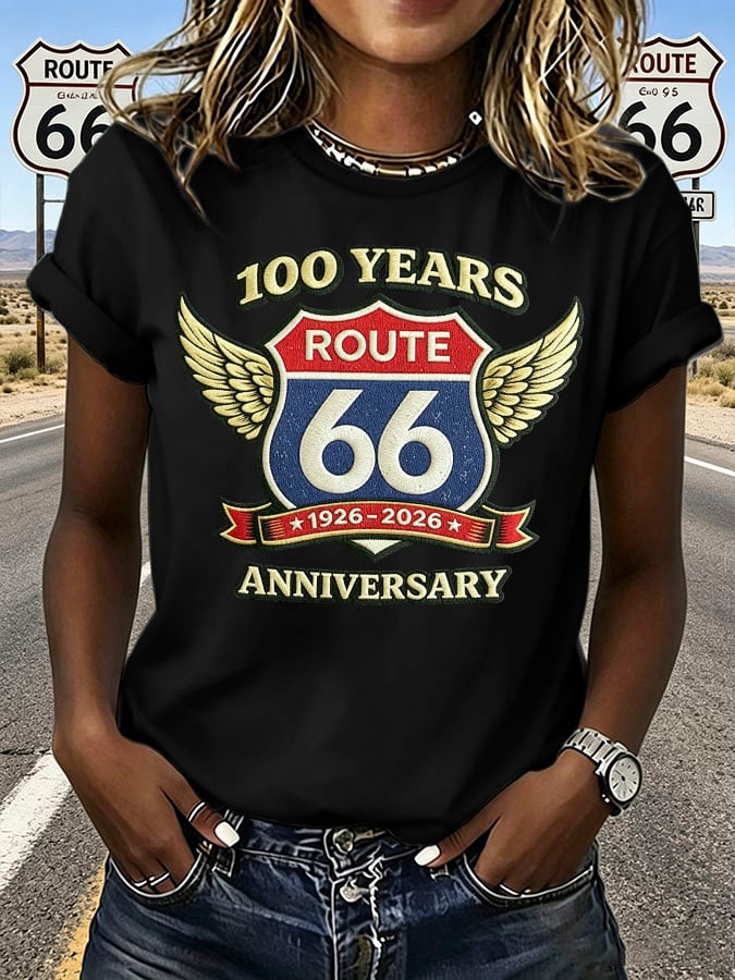 Women's Route 66 Centennial Print Casual T-shirt