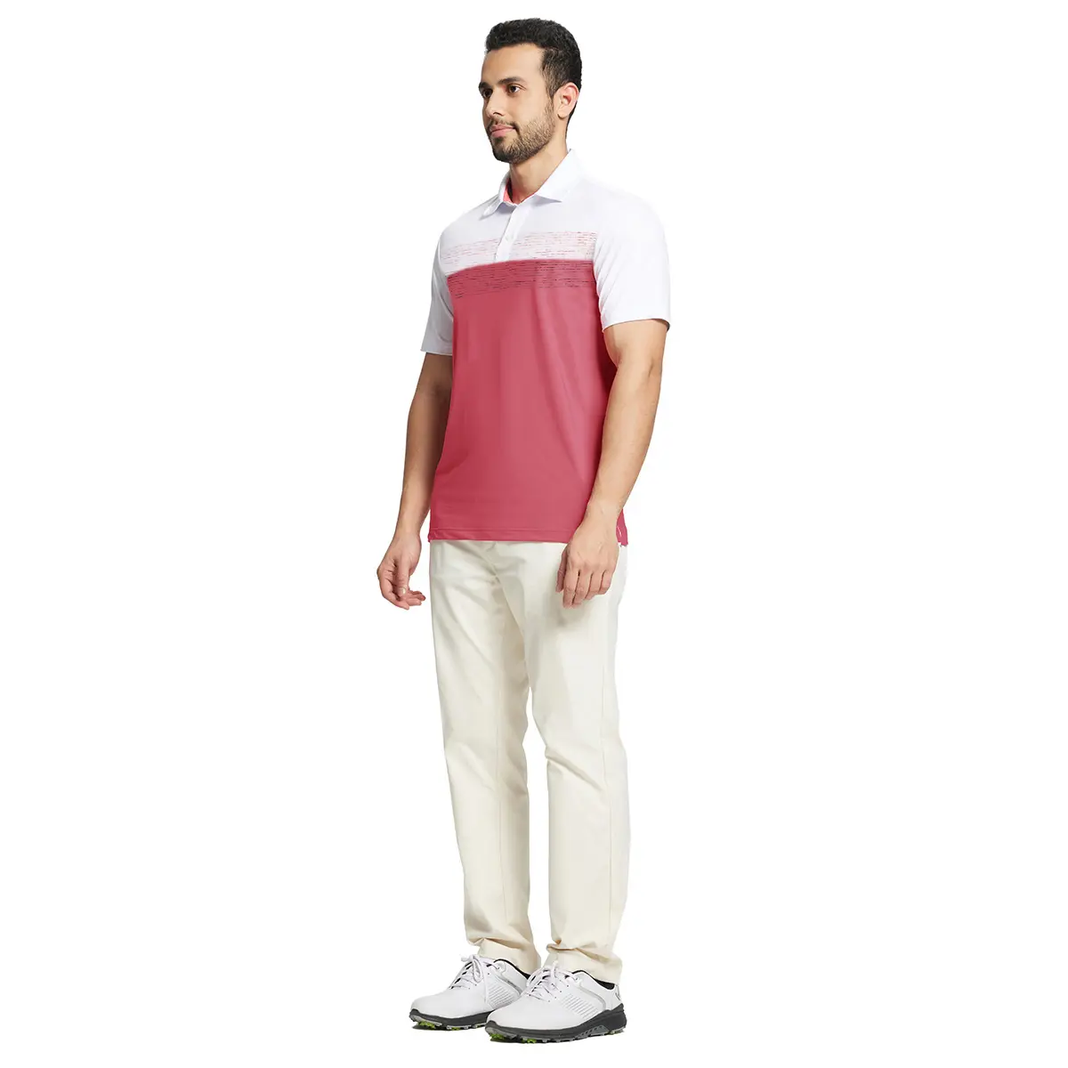 Polo Shirts for Men Dry Fit Performance Chest Print Color Block Moisture Wicking Casual Short Sleeve Golf Shirts