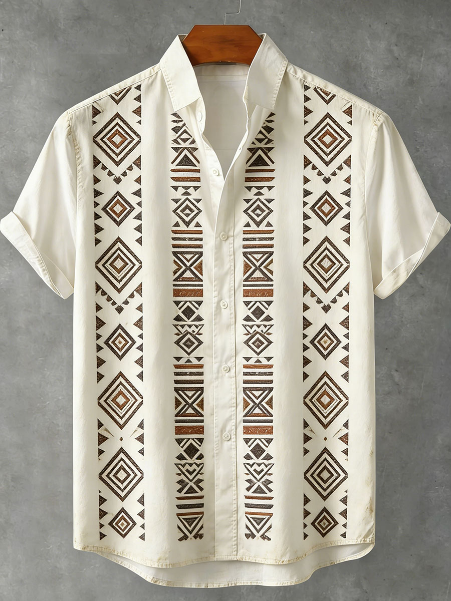 Vintage African Style Pattern Short-Sleeve Shirt