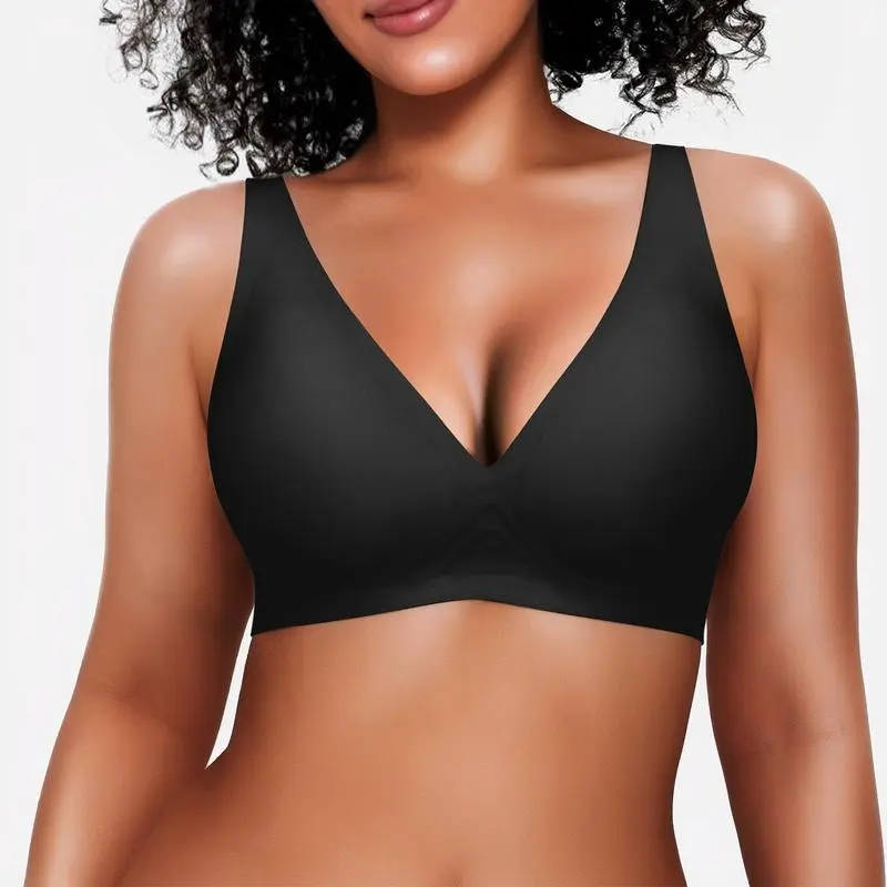 Jelly Wireless Womens Comfortable Wireless Bras Push Up Bralettes Seamless Tshirts Bras Deep V Everyday Bras