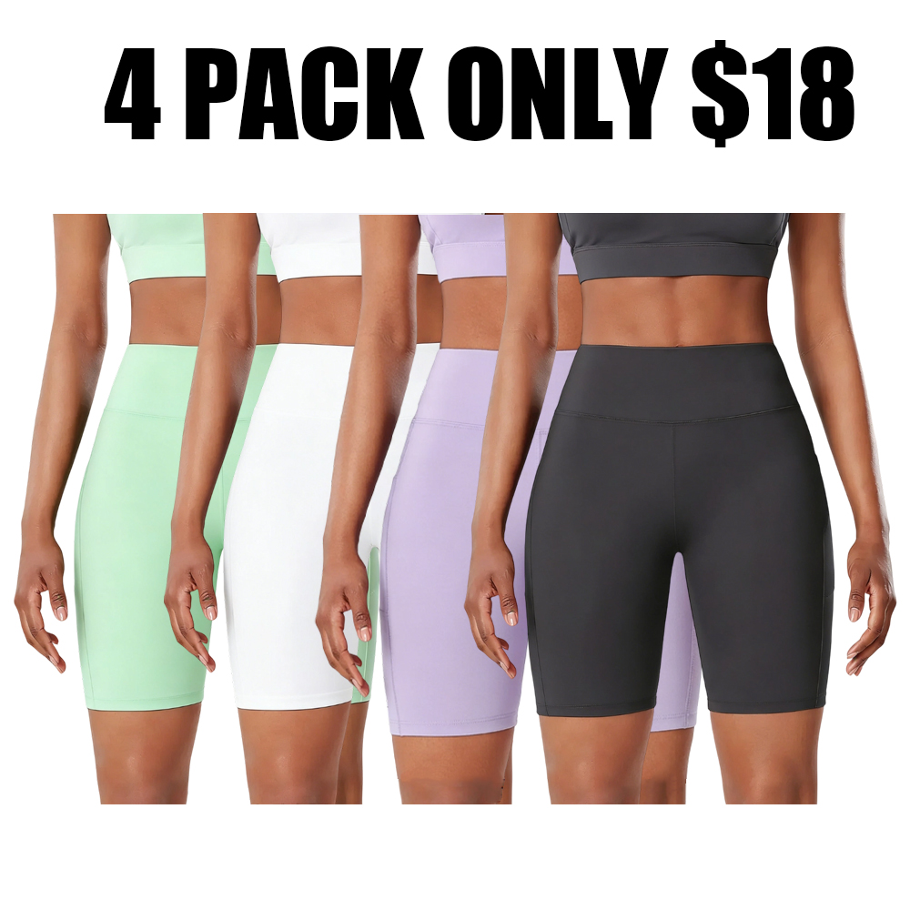 High Waist Yoga Shorts for Women - Soft Breathable Athletic Workout Shorts with Pockets, Tight Fit Gym Wear for Casual Use