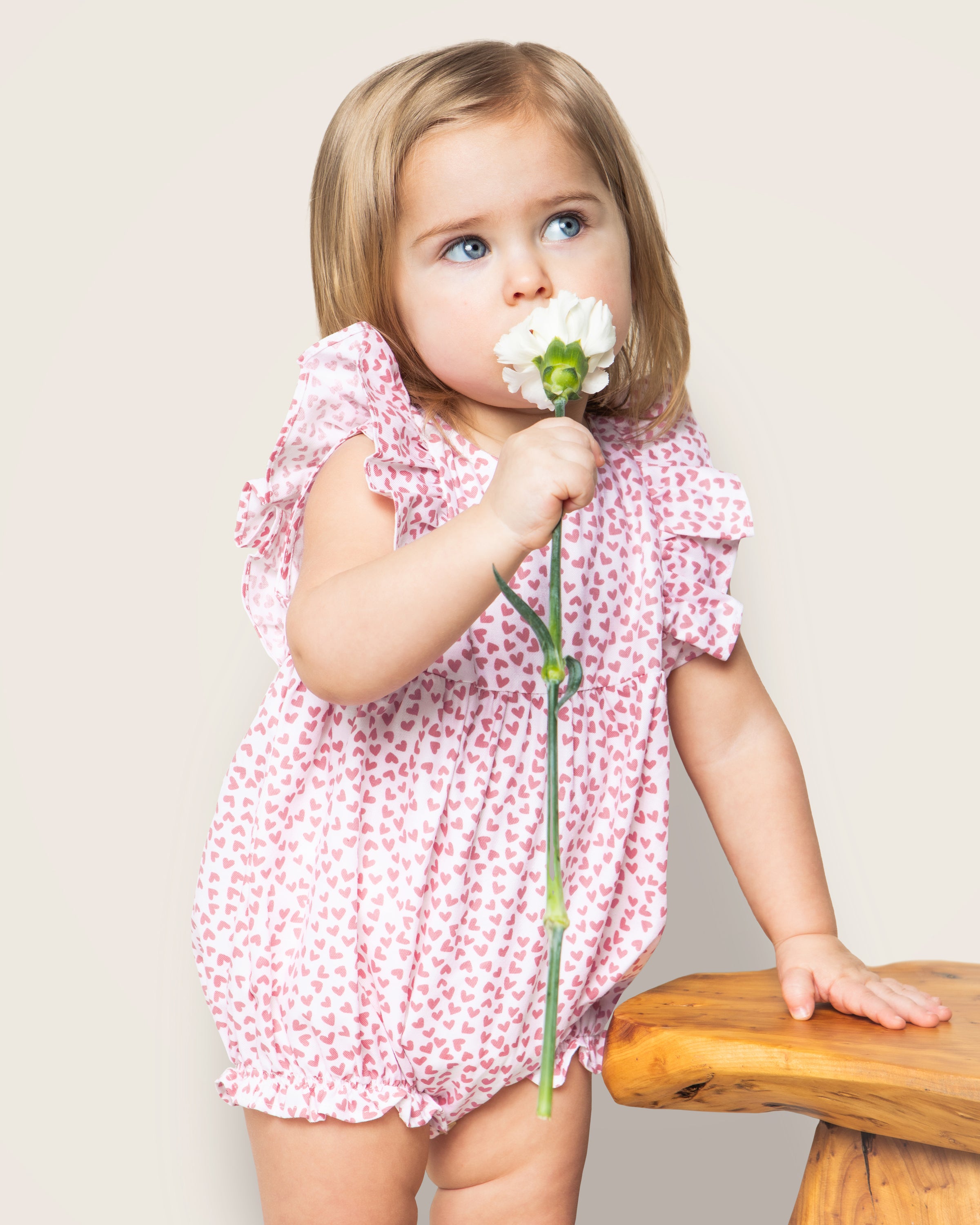 Baby's Twill Ruffled Romper in Sweethearts