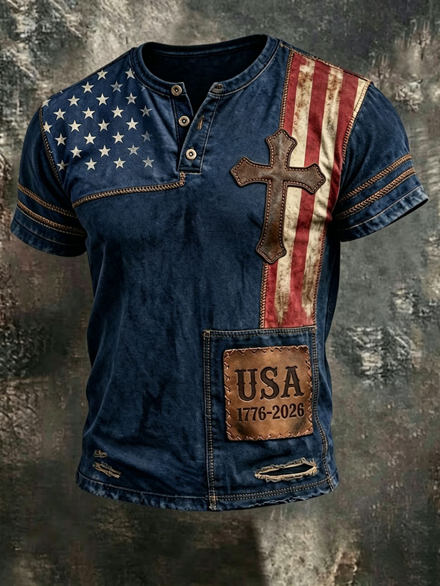 Men'S Retro 250Th Anniversary American Faith Short-Sleeve T-Shirt