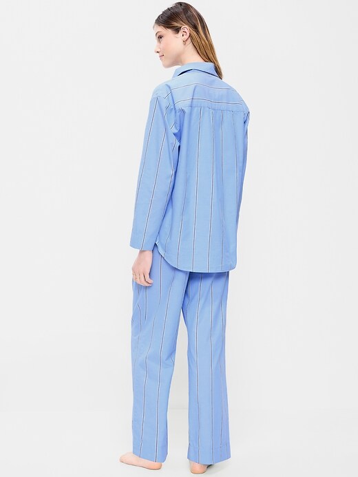 Poplin Pajama Pant Set Blue