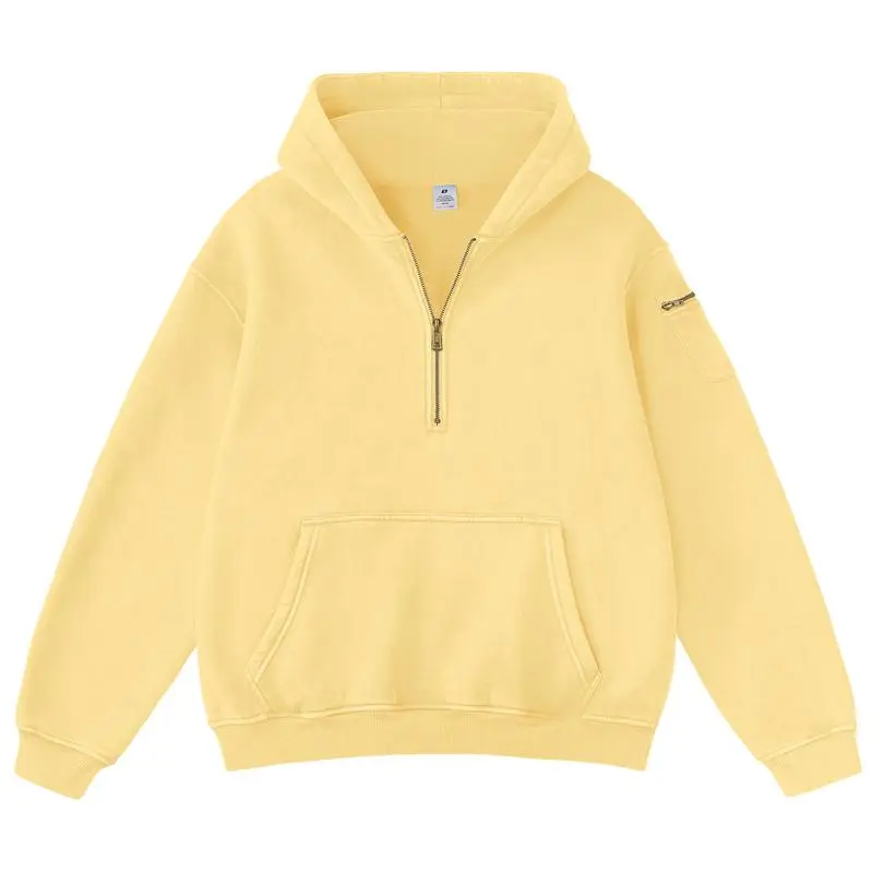Retro fleece half-zip unisex hoodie