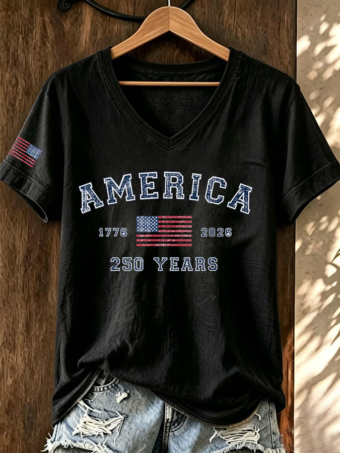 Women'S America Flag Print Casual T-Shirt
