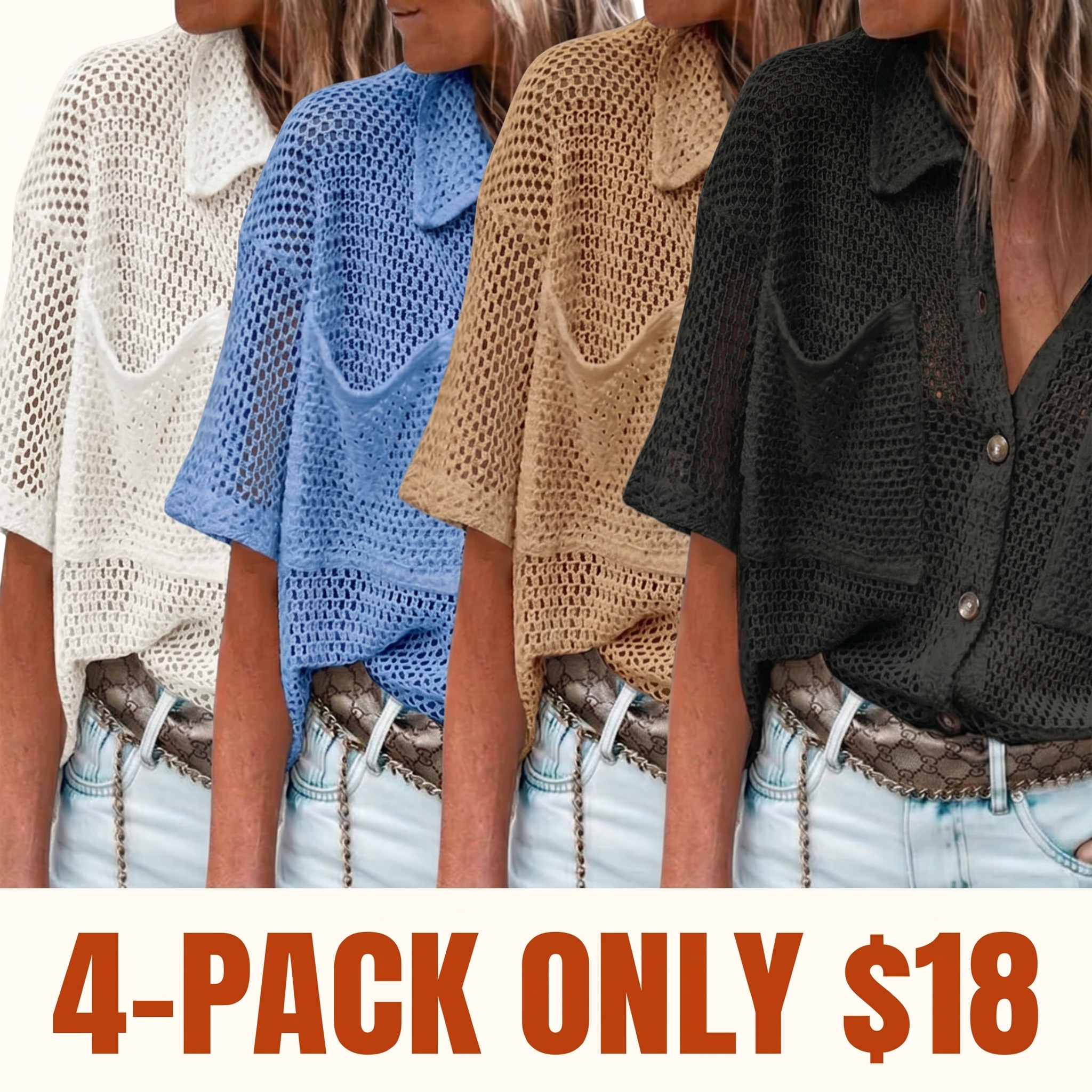 Women's Lightweight Crocheted Cardigan Sweater