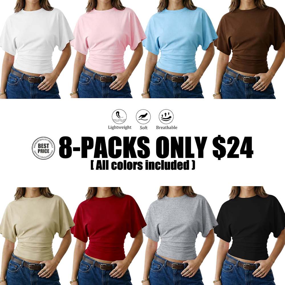 Women's Summer Casual Y2K Basic Loose Ruched Short T-Shirt