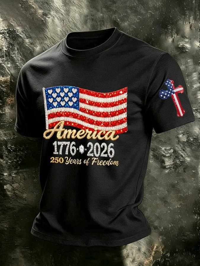 Men'S America Flag Print T Shirt