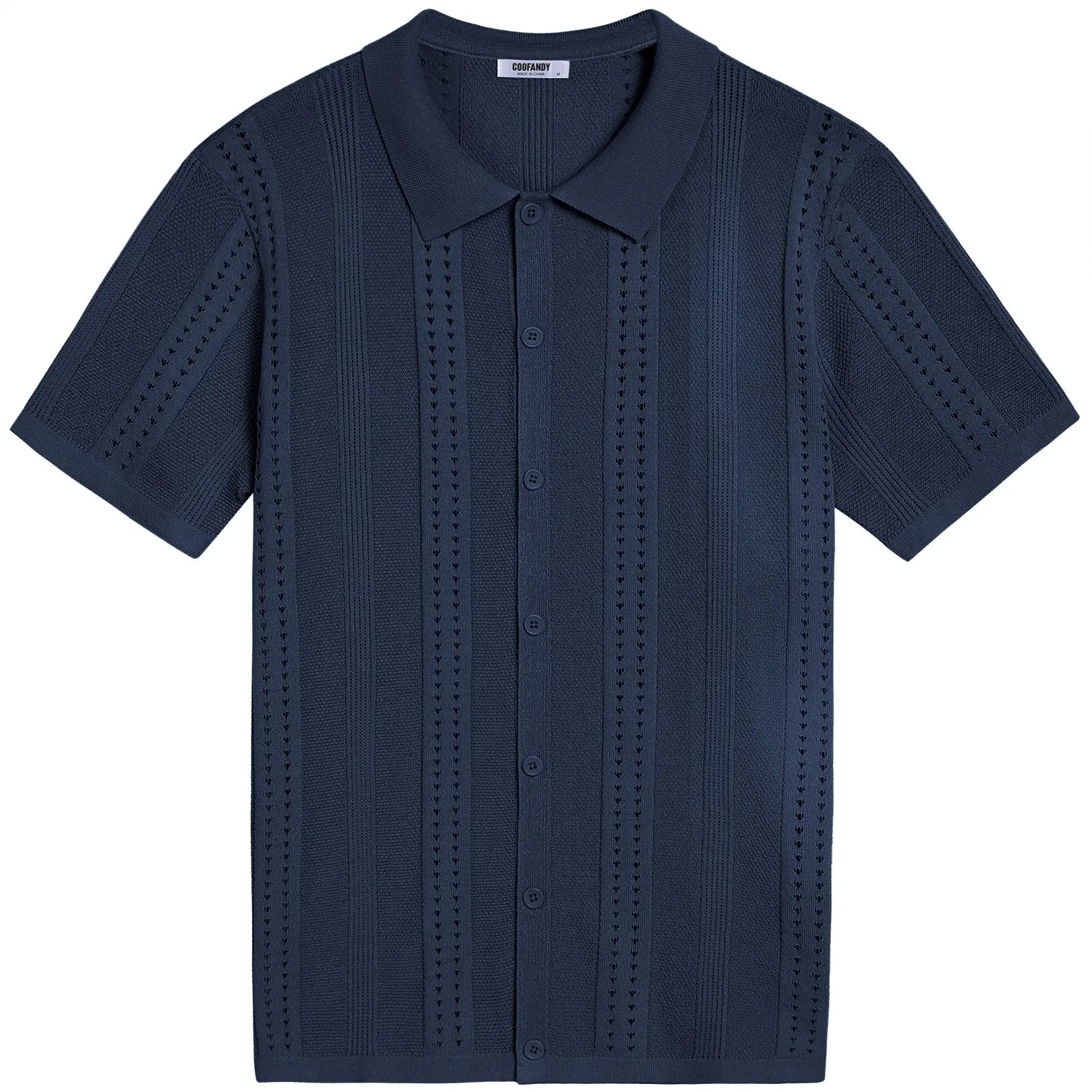 Men's Knit Shirts Short Sleeve Button Down Polo Shirt Fashion Casual Summer Beach Shirts Menswear Top