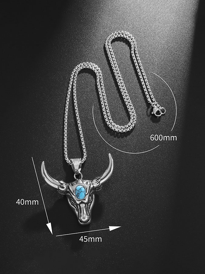 Unisex Turquoise Bull Pendant