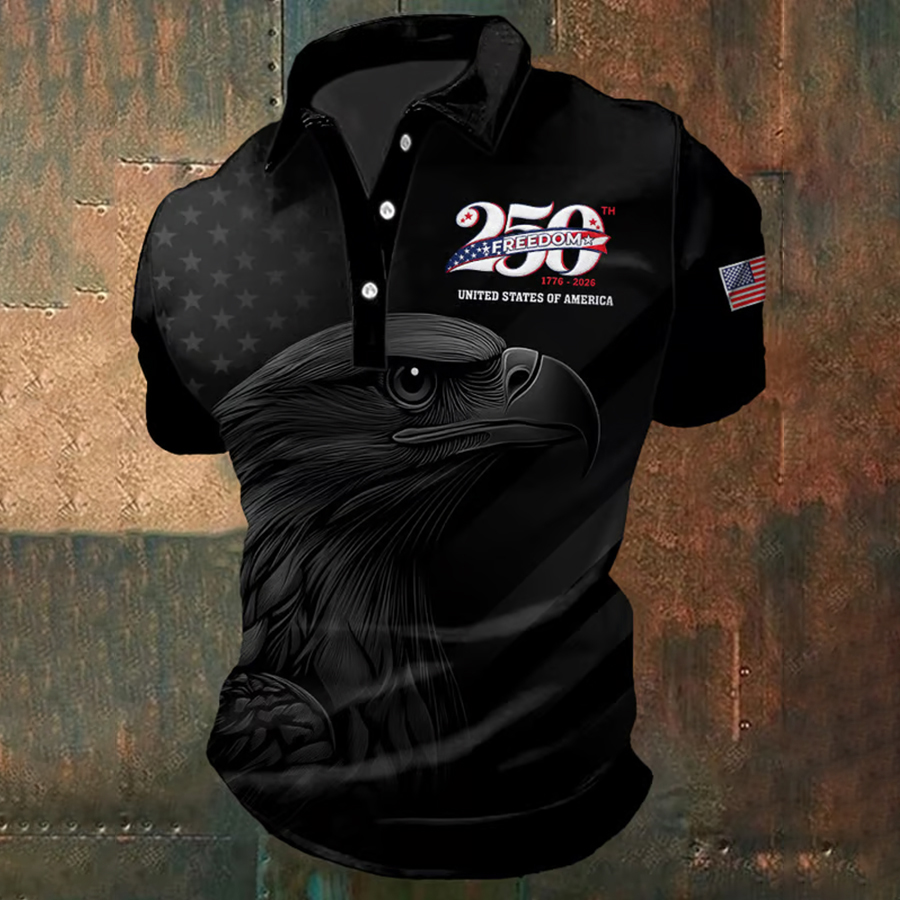 Men'S Casual American Independence Day Printed Celebration Short Sleeved Polo Shirt