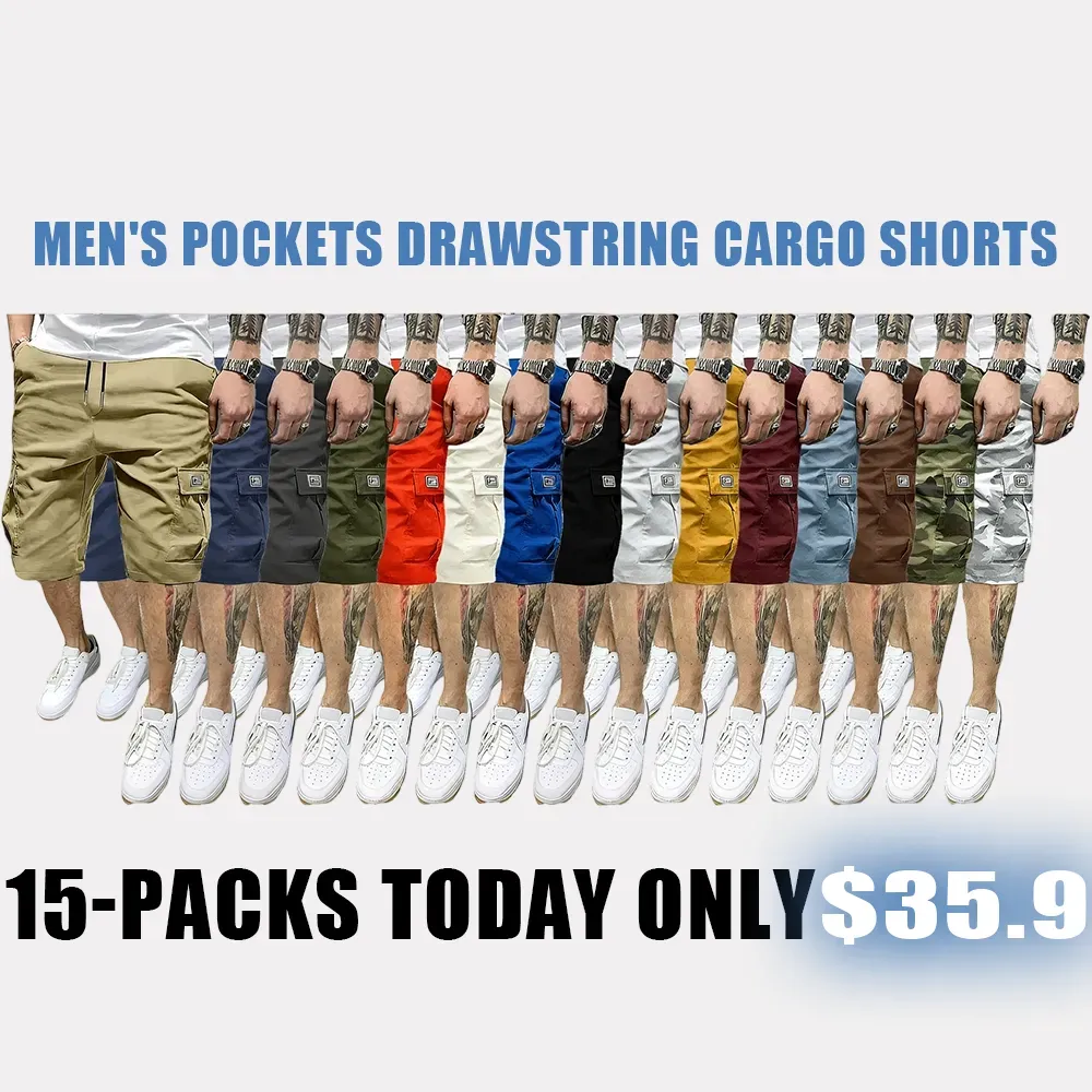 Mens Casual Drawstring Cargo Shorts – Big Pockets Comfy Fit
