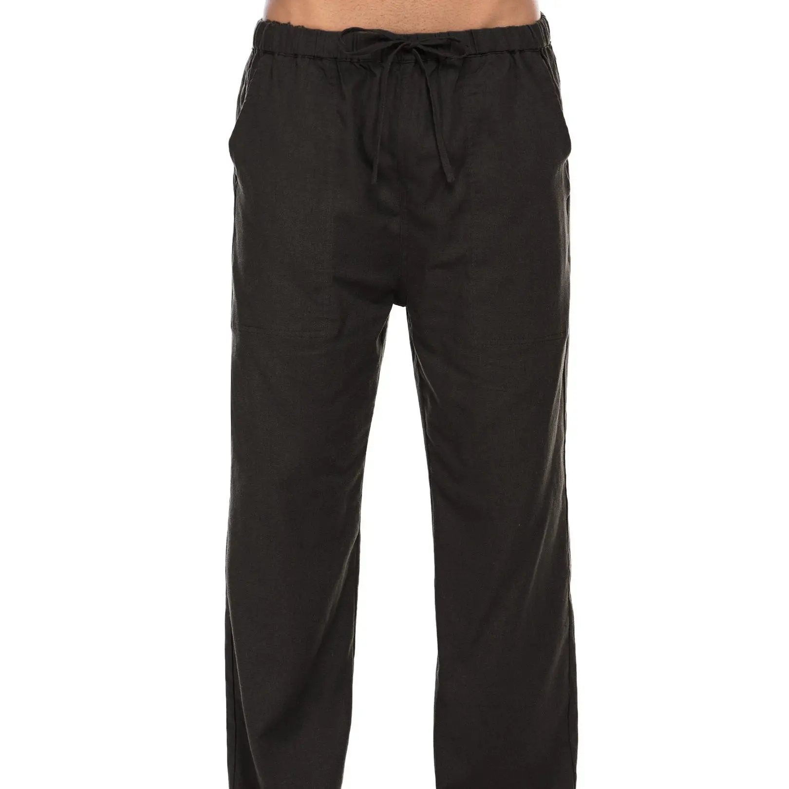 New York Fashion Week Linen Yoga Elastic Beach Vacation Pants Cotton Fabric Bottom Breathable Drawstring Light Loose Comfort Fit Adjustable Summer Trouser