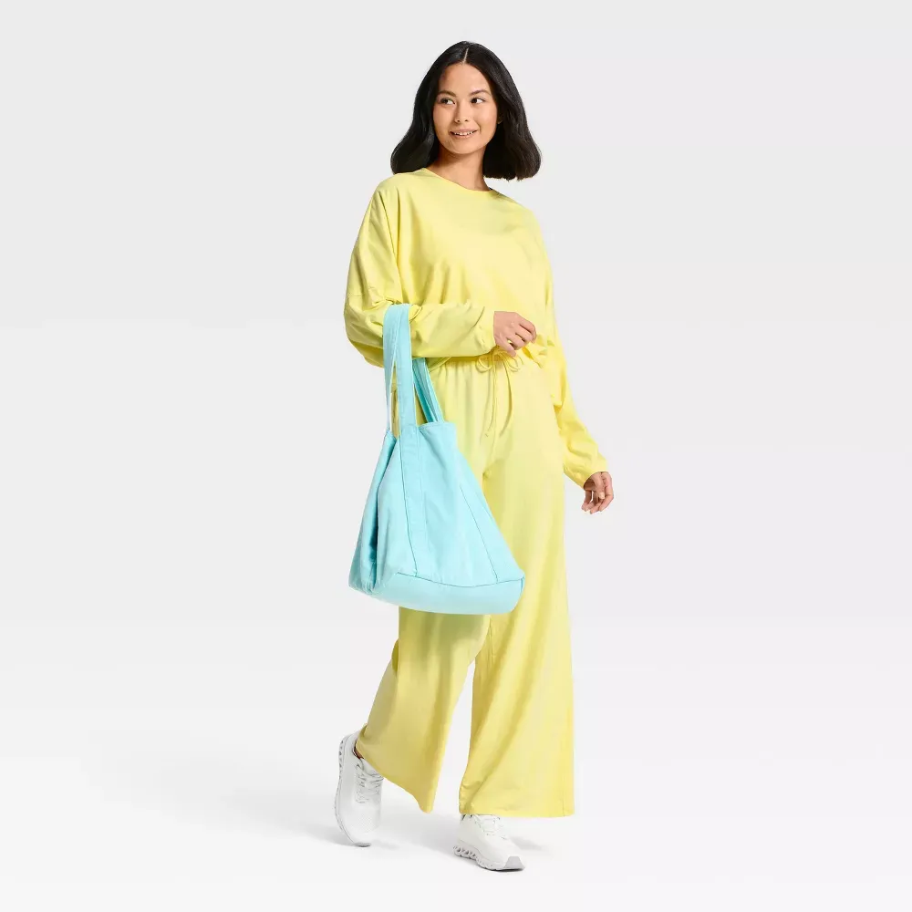 Women’s Washed Jersey Long Sleeve Top & Wide Leg Pants Set