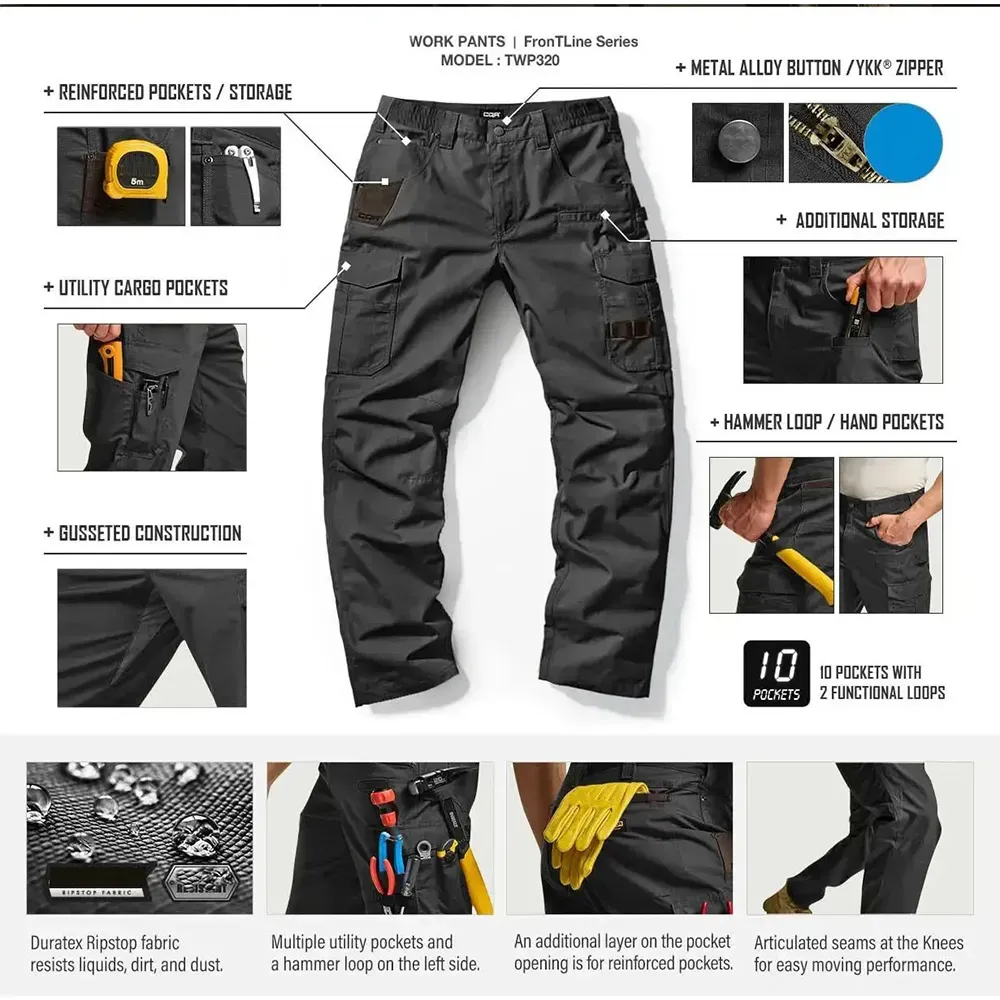 🔥8-PACK Today Only $25.99🔥Men's Ripstop Work Pants,Water Resistant Outdoor Tactical Pants