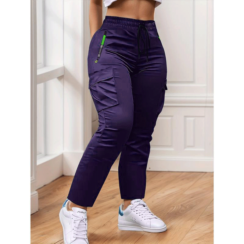 Women’s Lightweight Utility Cargo Pants – Zip Pocket Outdoor Trousers