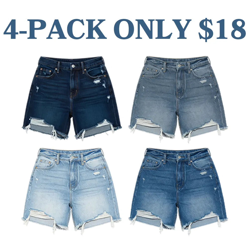 Women Ripped Denim Shorts