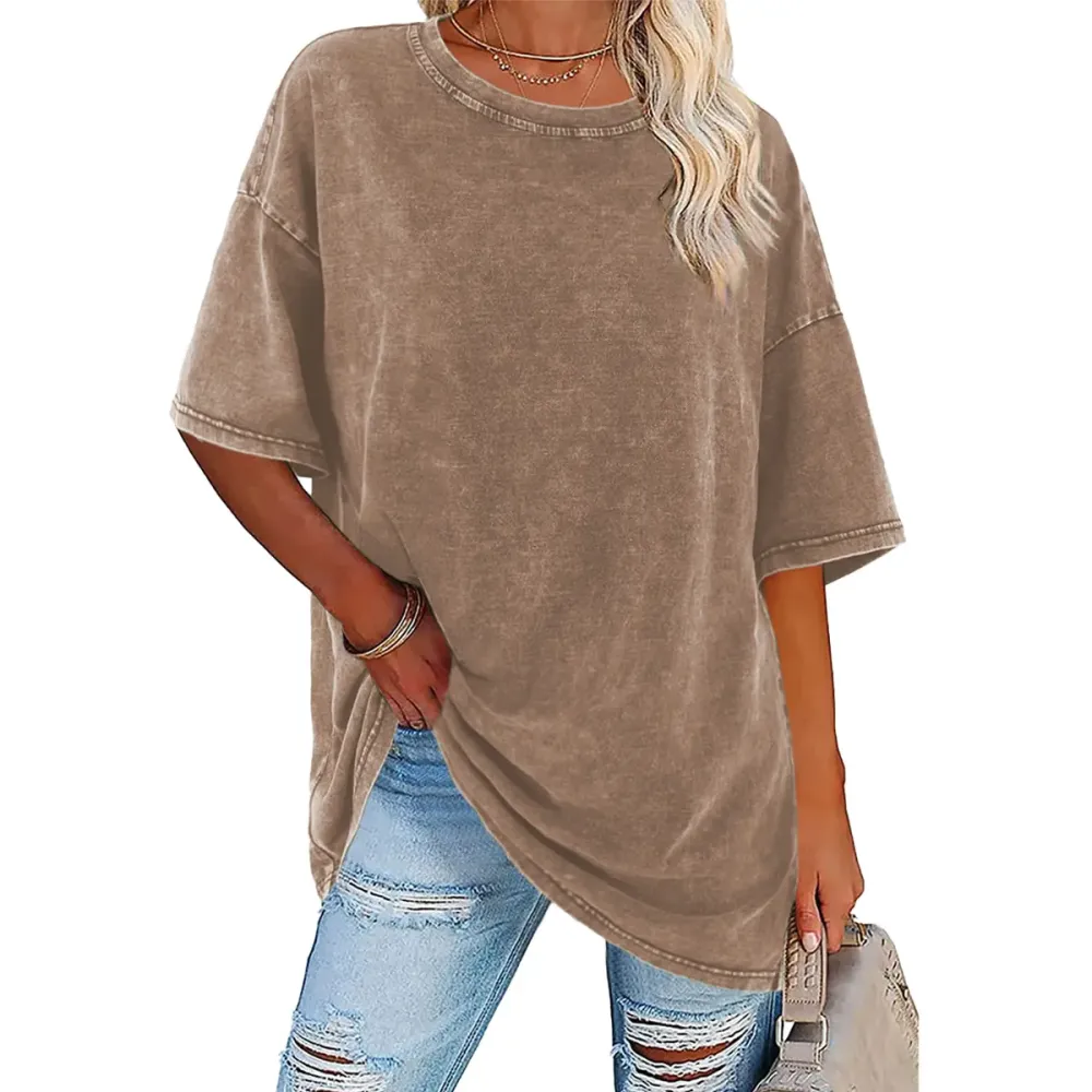 Women's Loose-Fit T-Shirt — Acid-Washed, Heavyweight Pure Cotton, Vintage Unisex Style