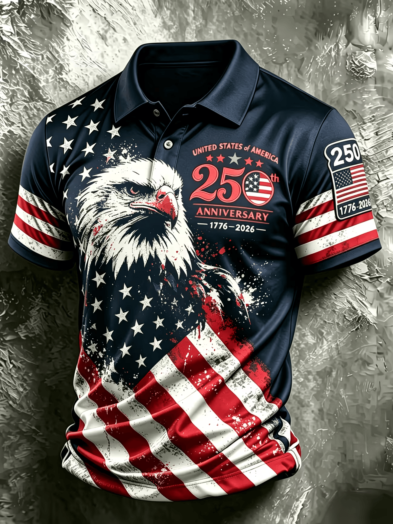 Men's Casual U.S. 250th Anniversary Print Polo Shirt
