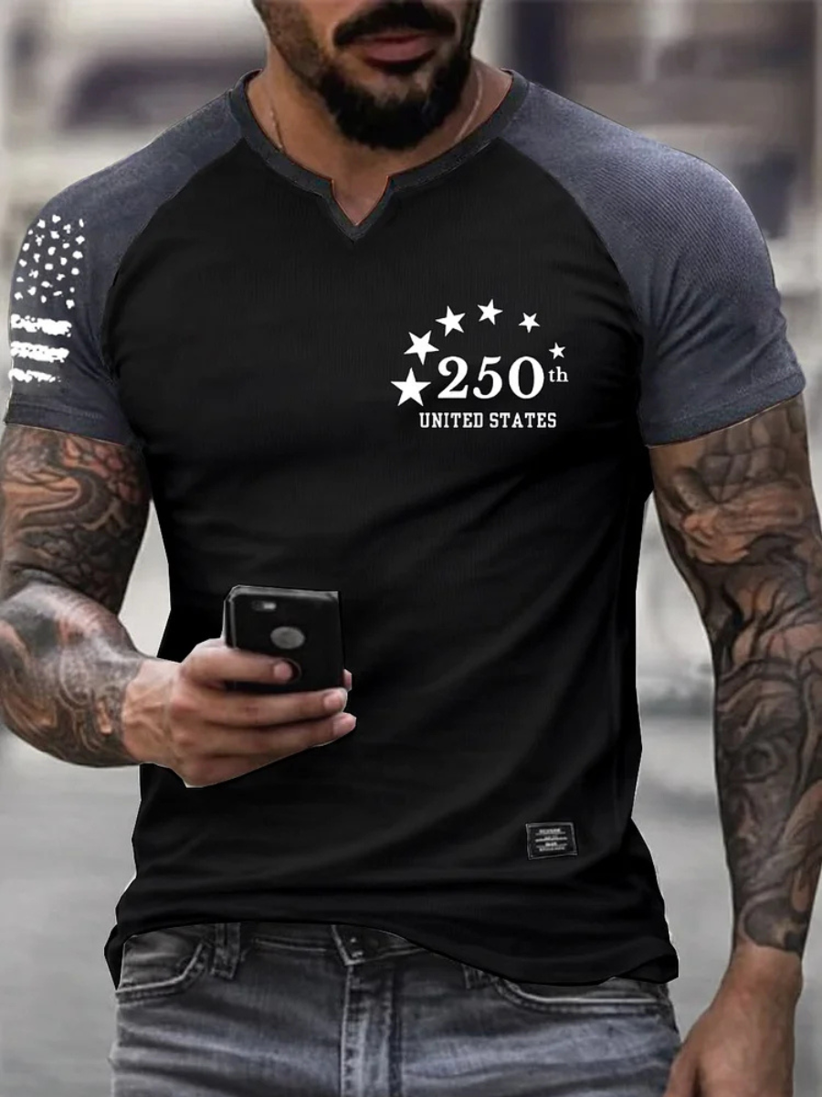Men's Retro Patriotic Pattern Printed T-Shirt