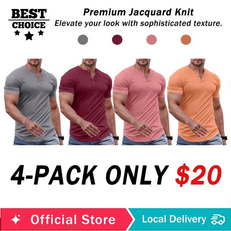 🔥2026 Flash Sale🔥Men's Muscle Slim Fit Button Henley Shirt