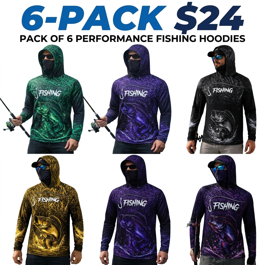 Men's Long Sleeve Hooded Fishing Shirt with Face Mask