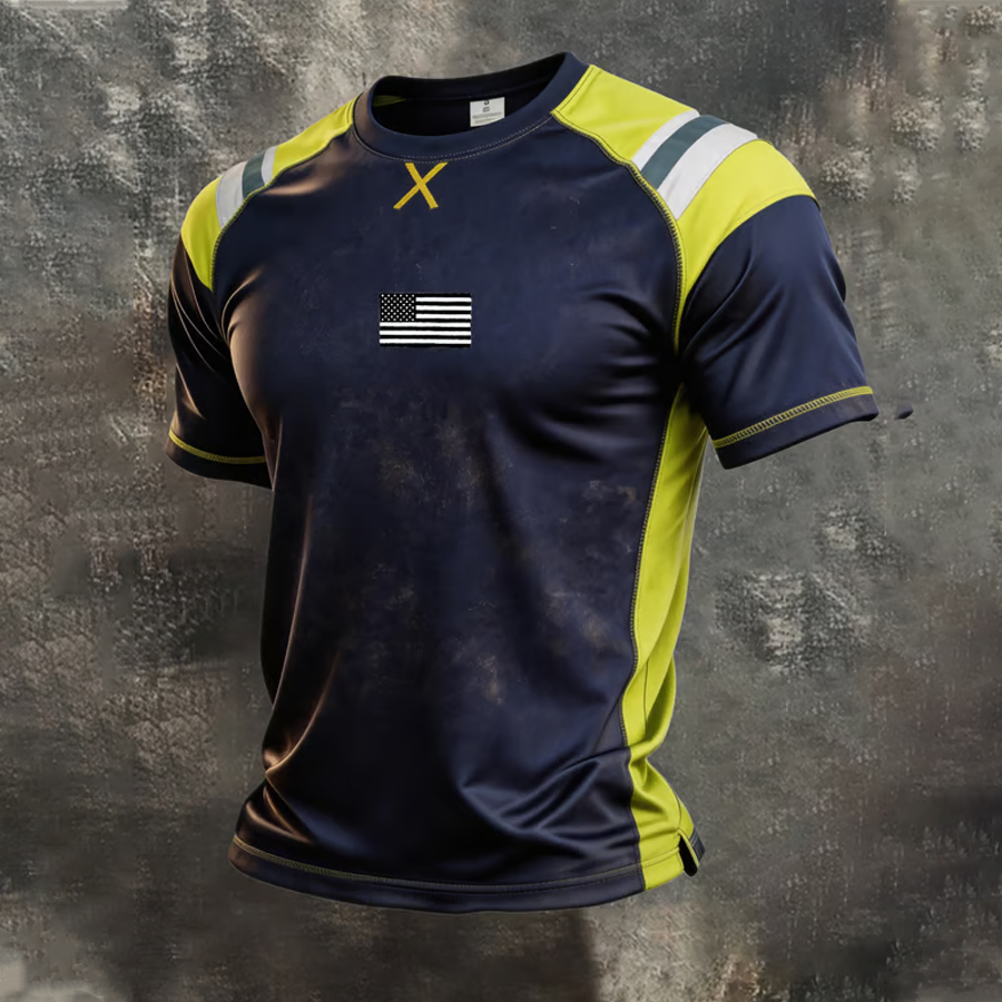 Men'S Retro Patriot Color Printed Short Sleeve T-Shirt