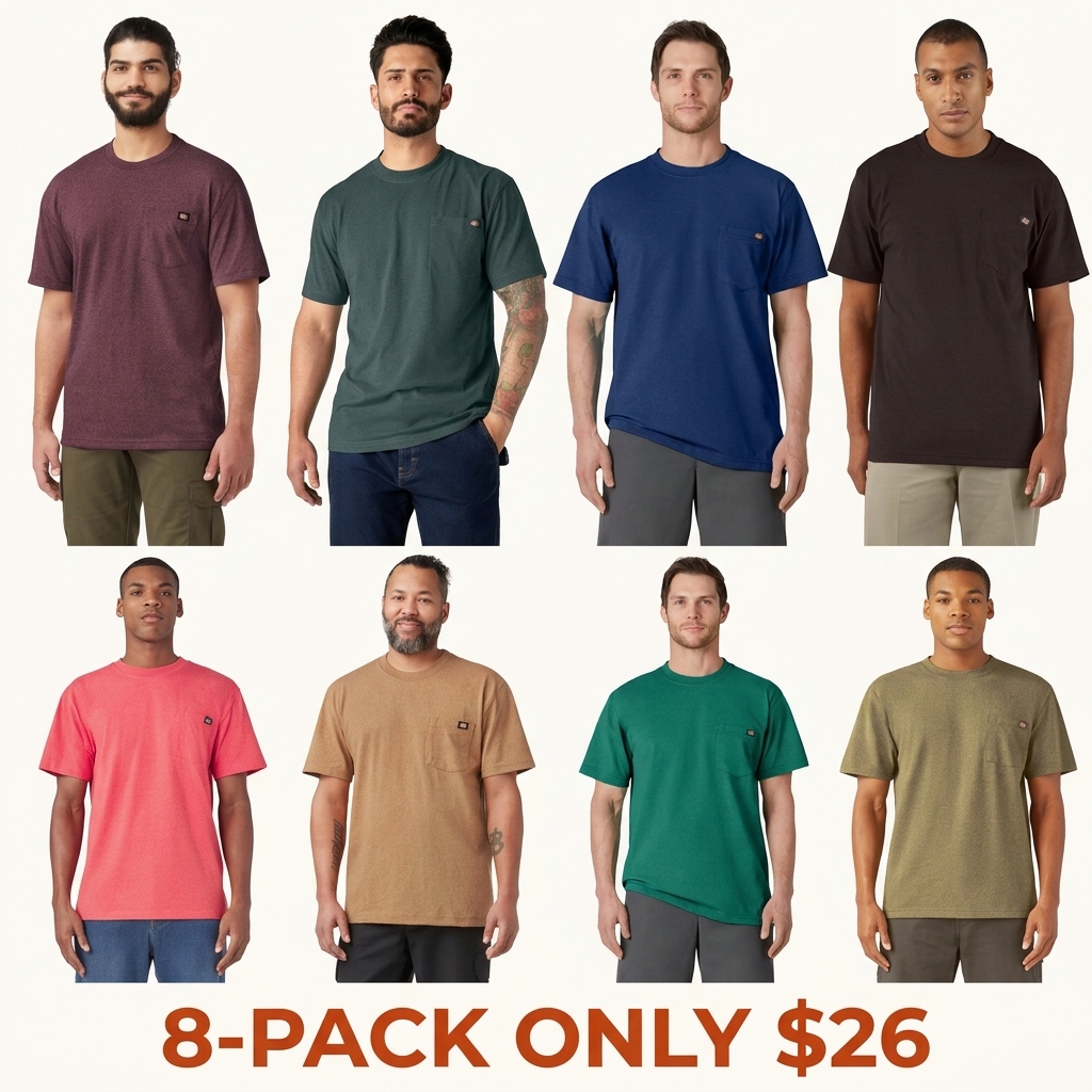 Men's Heavyweight Heathered Short Sleeve Pocket, Heavyweight Logo Graphic, Workwear Layering Style