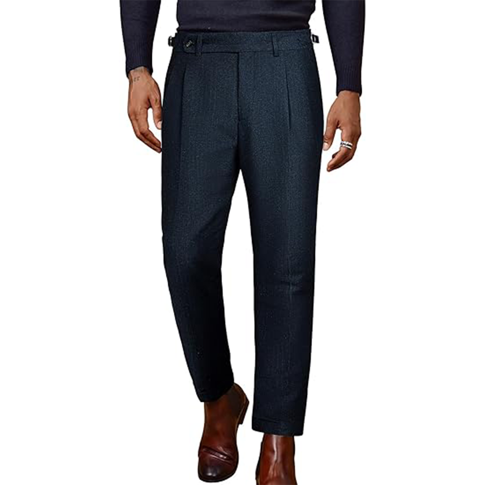 Men's Herringbone Tweed Wool-Blend Dress Pants