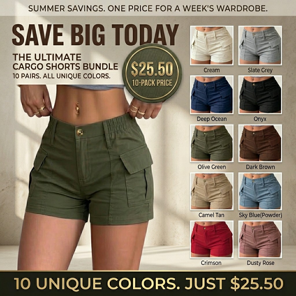 Women's Vintage Cargo Shorts with Pockets
