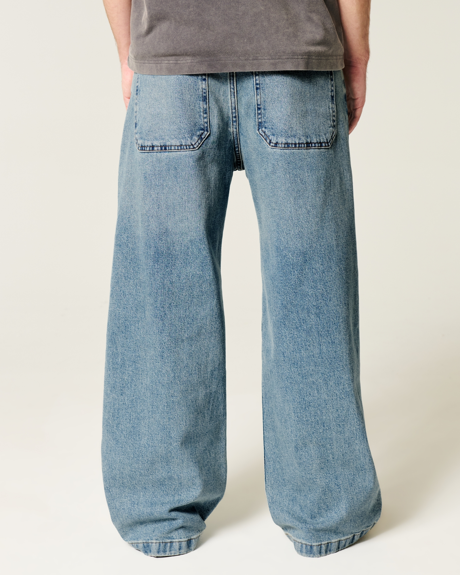 Dark Wash Logo Embroidery Super Baggy Jeans