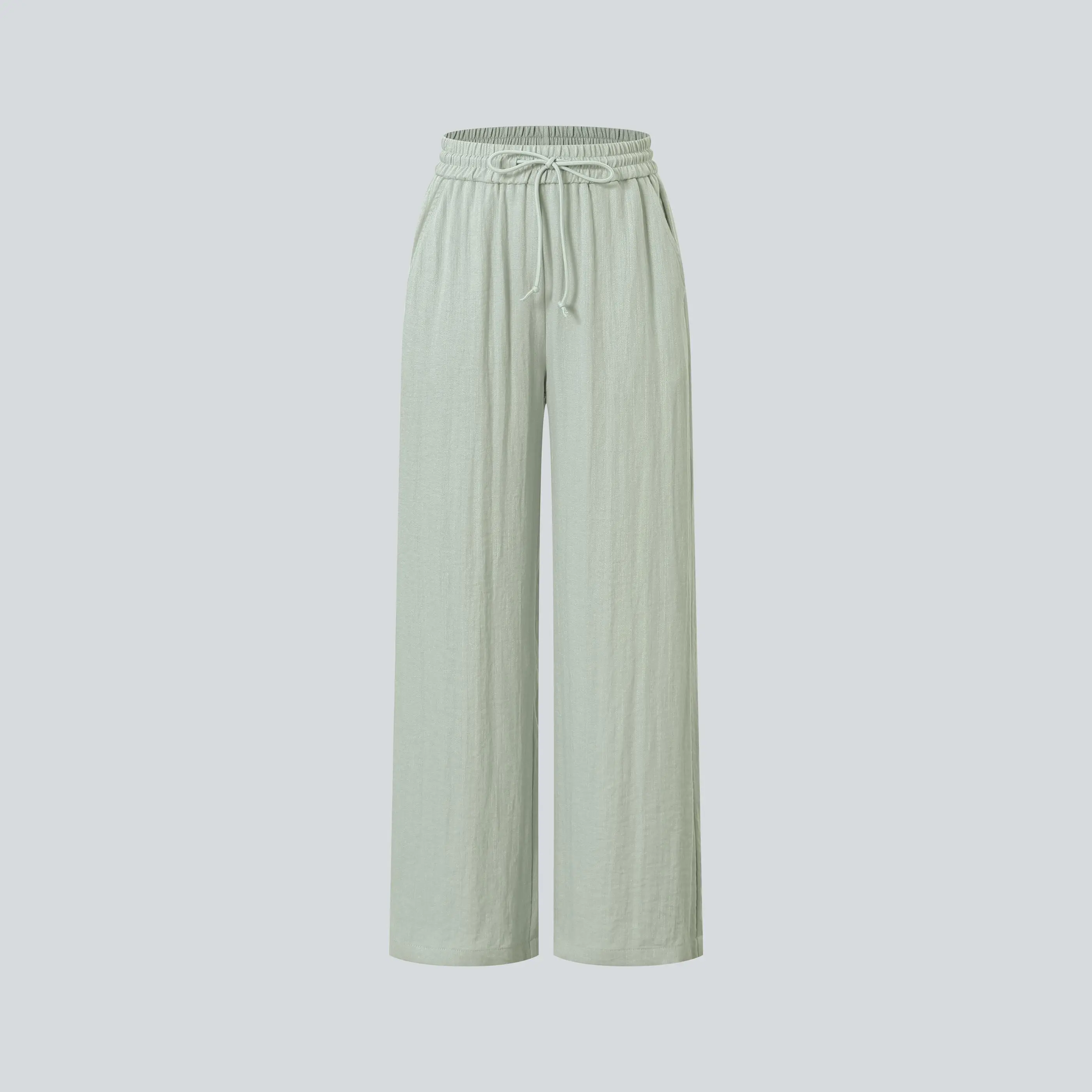 High Waisted Drawstring Wide Leg Casual Pants