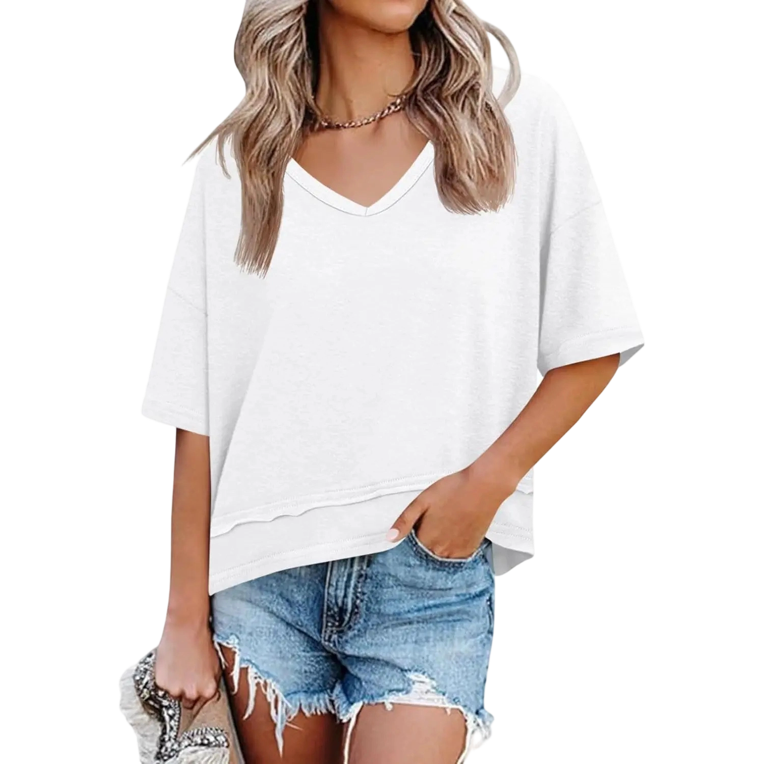 Last Chance! 5 Pieces for $24 – Today Only! Women's Summer V Neck T Shirts Casual Short Sleeve Flowy Tops Cute Loose Fit Basic Tees Soft
