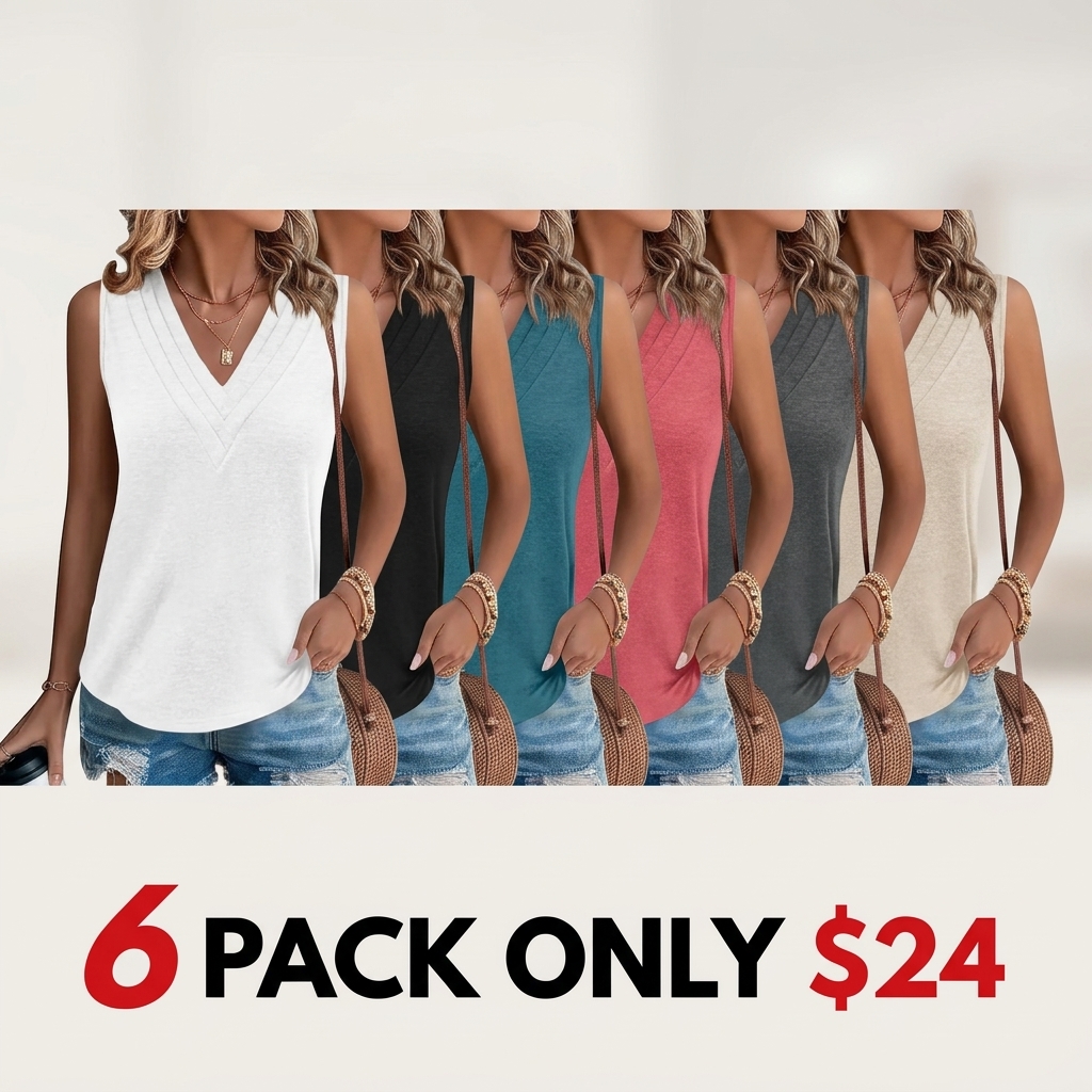 Women V Neck Tank Tops Dressy Casual Summer Loose Fit Sleeveless Shirts Blouse