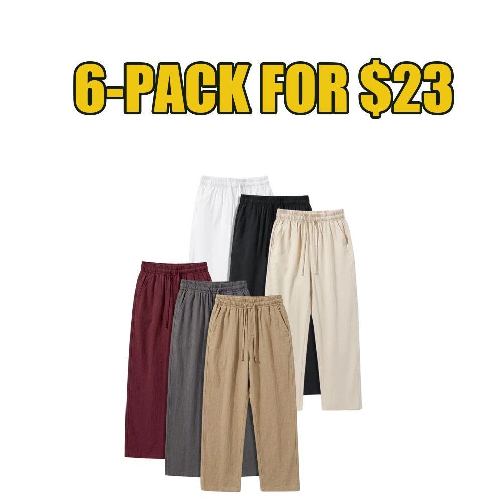 9-Pack Cotton Linen Wide-Leg Pants