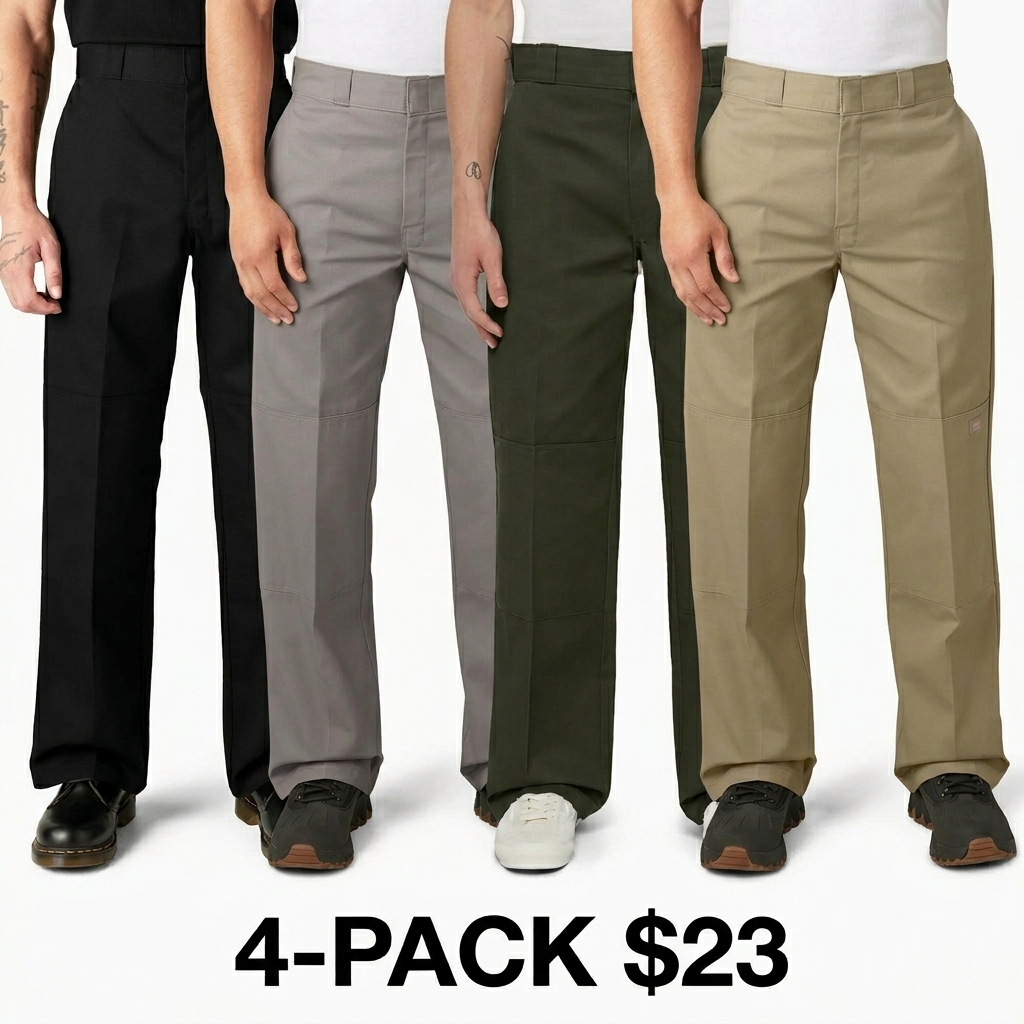 Men's Loose Fit Double Knee Work Pants – Durable Straight Leg Utility Trousers