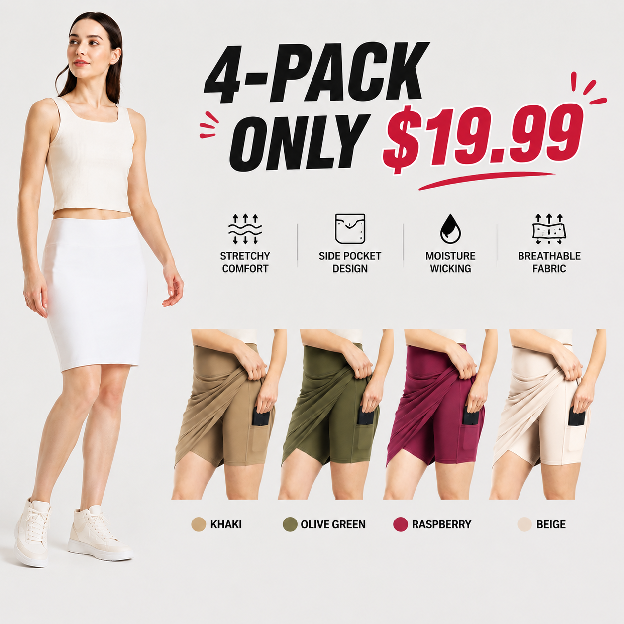 Women's 20-Inch Golf Skort (Knee-Length)