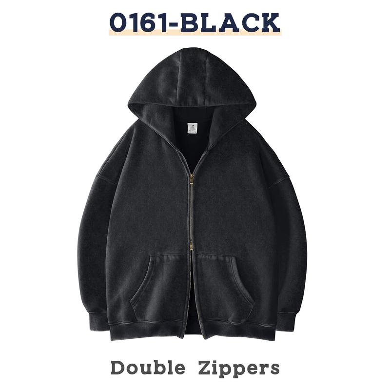 Unisex Oversized Acid Wash Zip Up Hoodie