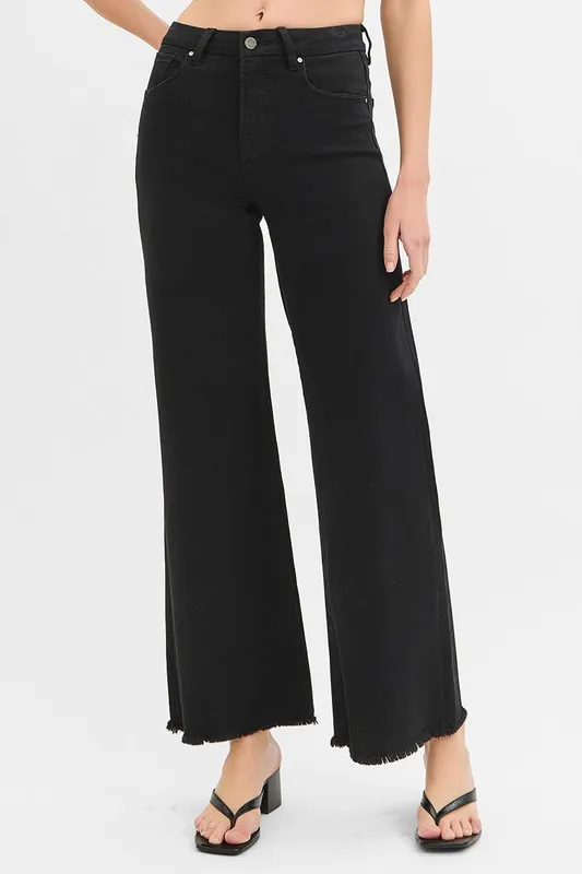 Full Size Tummy Control High Rise Wide Jeans Plus Size