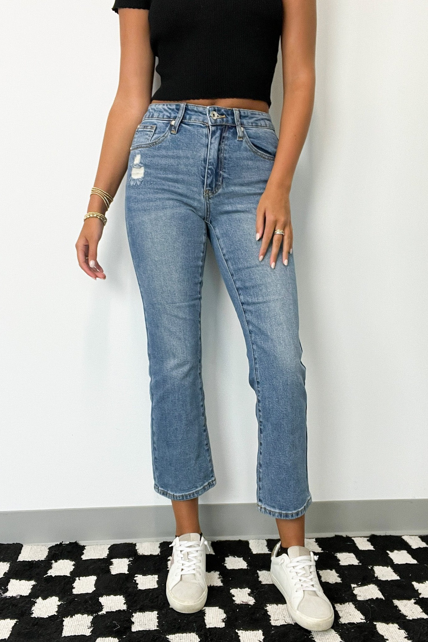 Mid Rise Slim Straight Jeans