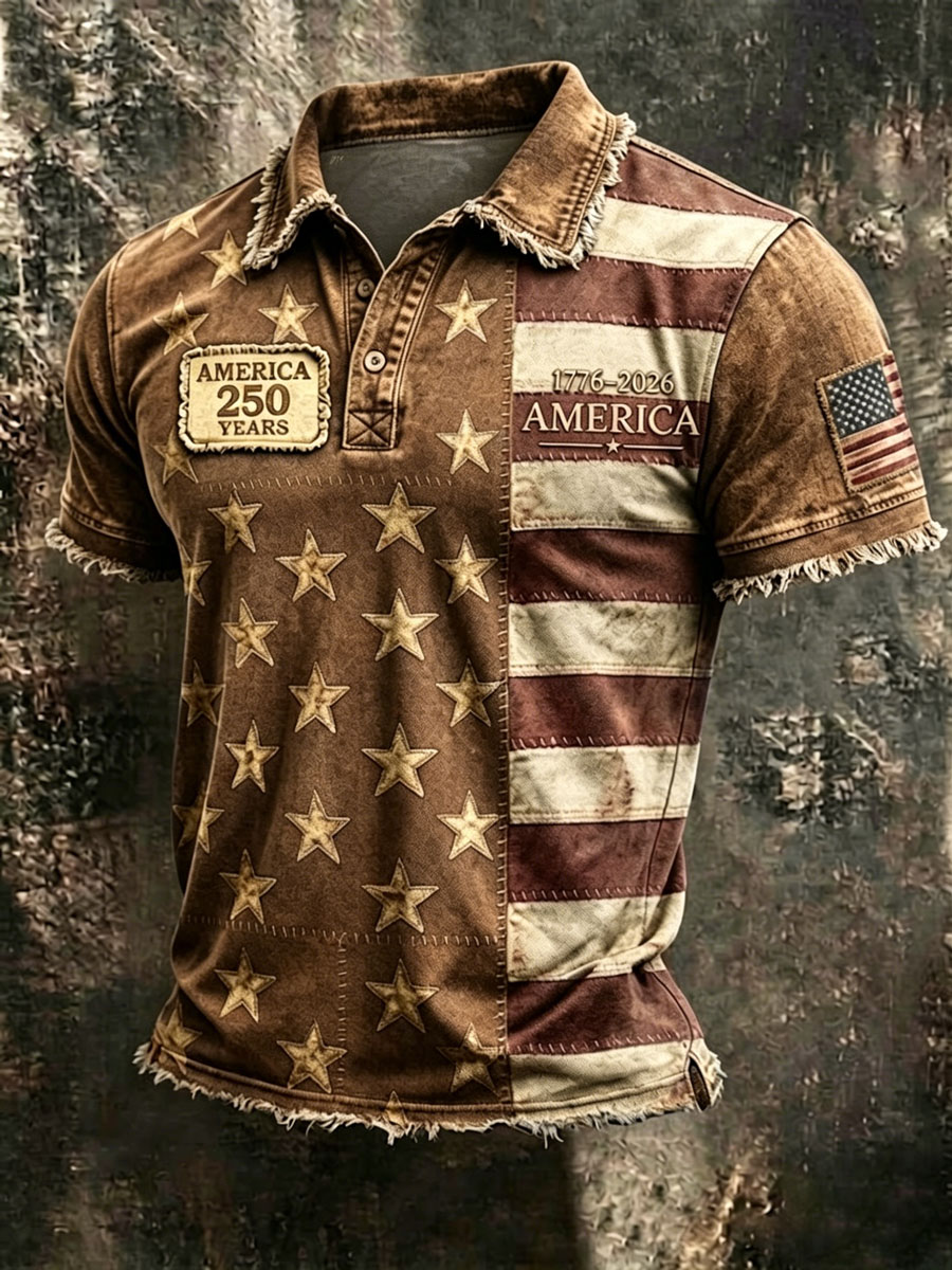 Men'S 250Th Anniversary Printed Casual Polo Shirt