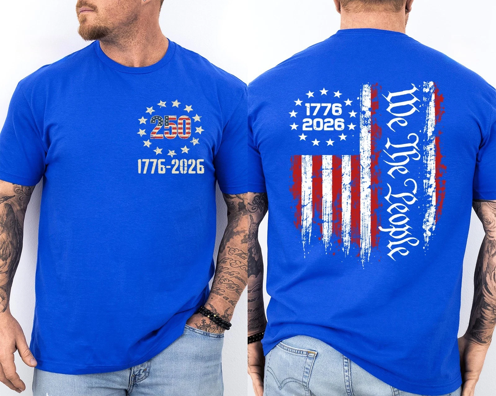 Men'S Casual American 1776-2026 Anniversary Printed Short Sleeved T-Shirt