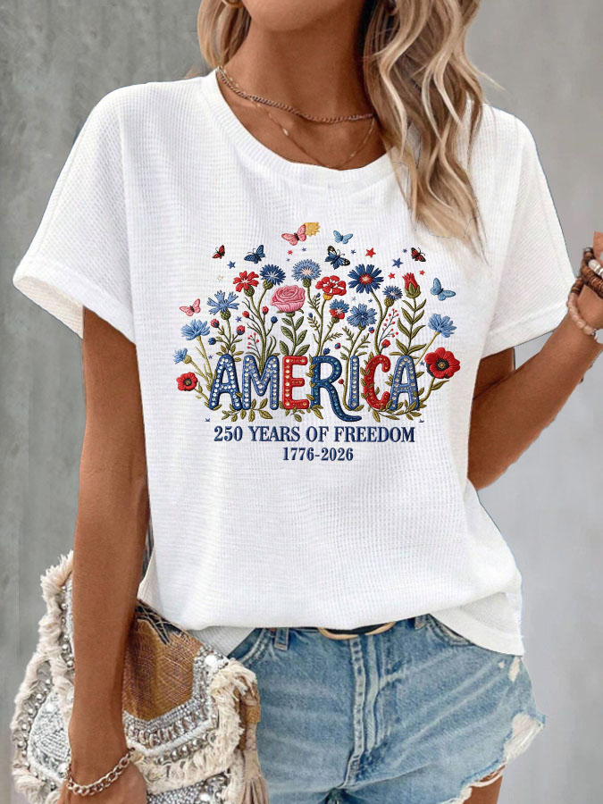 Women'S 250 Years Of Freedom Waffle T-Shirt