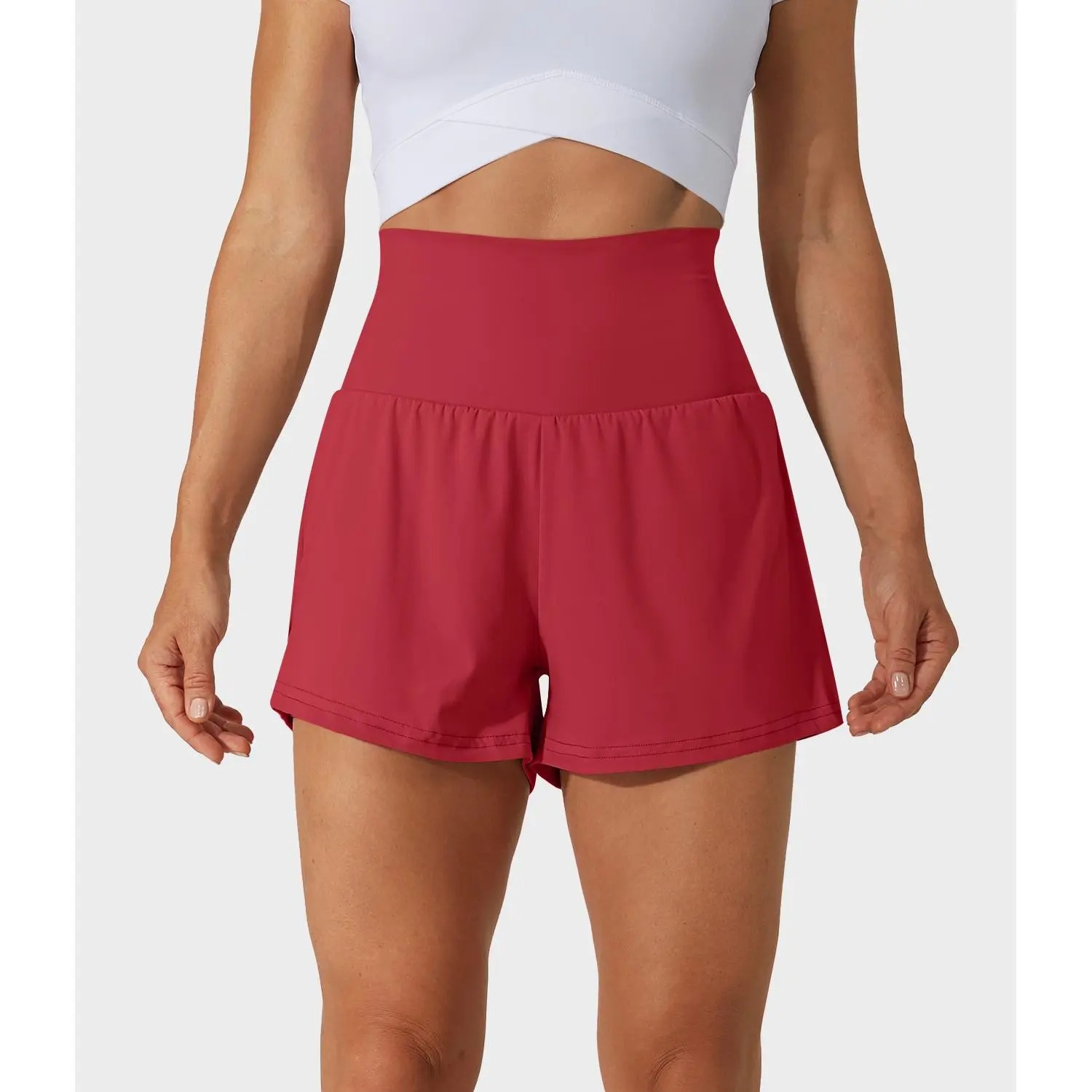 Women’s 2-in-1 Super High Waisted Yoga Shorts with Multi Pockets