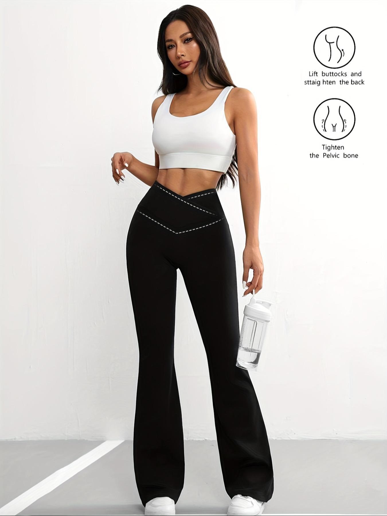Women's high-waisted, slim-fit, slight-flare trousers