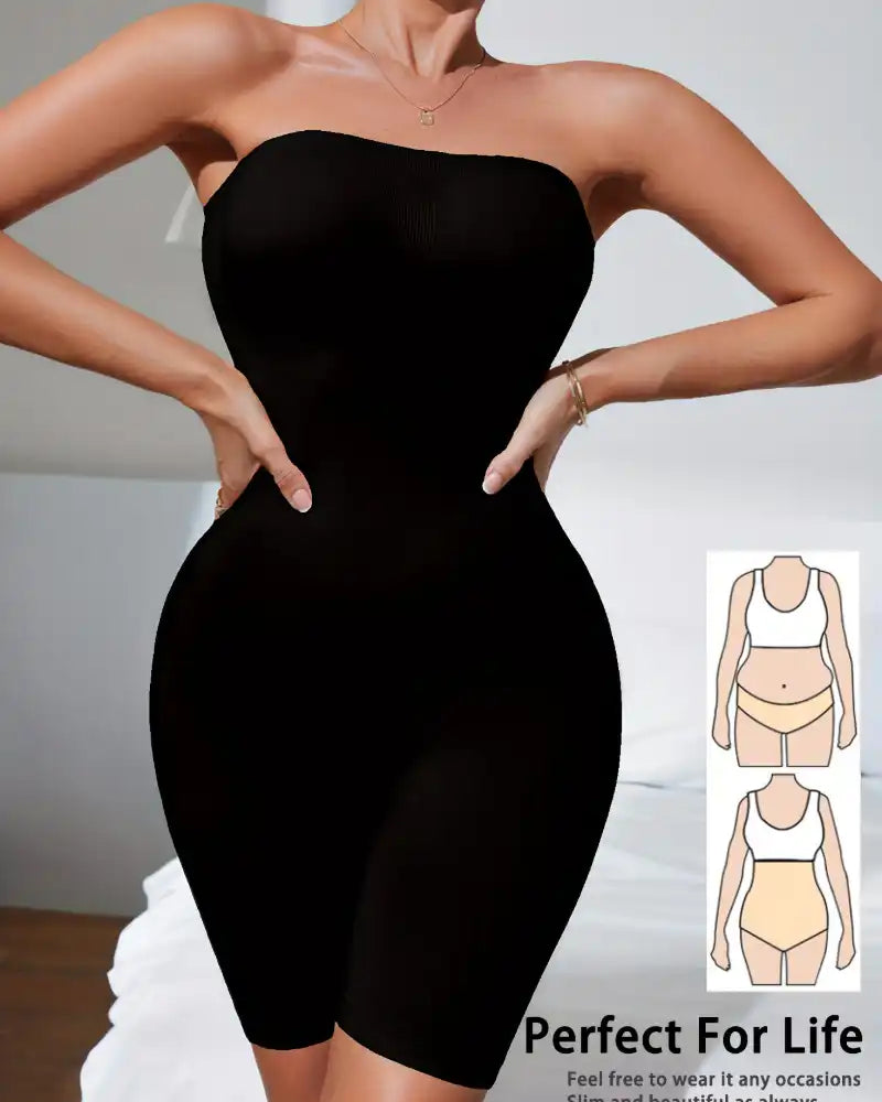 +$5 BOGO FREE!🔥Strapless Tummy Control Shapewear Bodysuit - Mid-Thigh Coverage