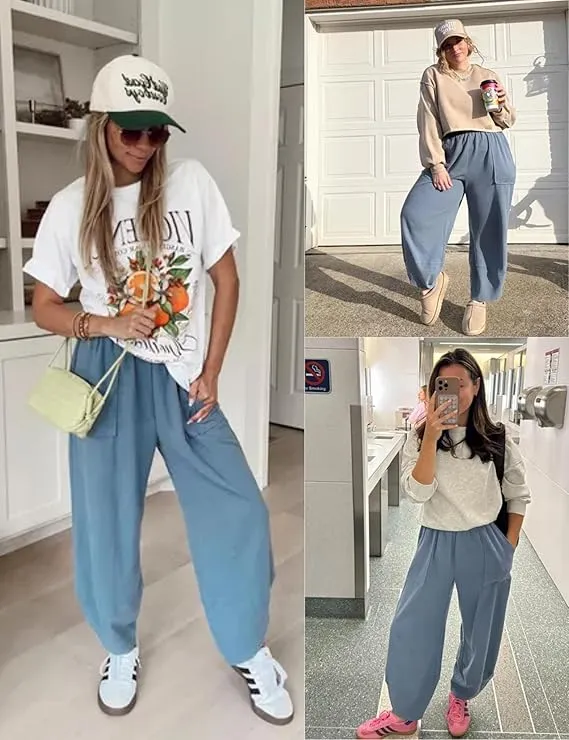 Womens Baggy Wide Leg Pants