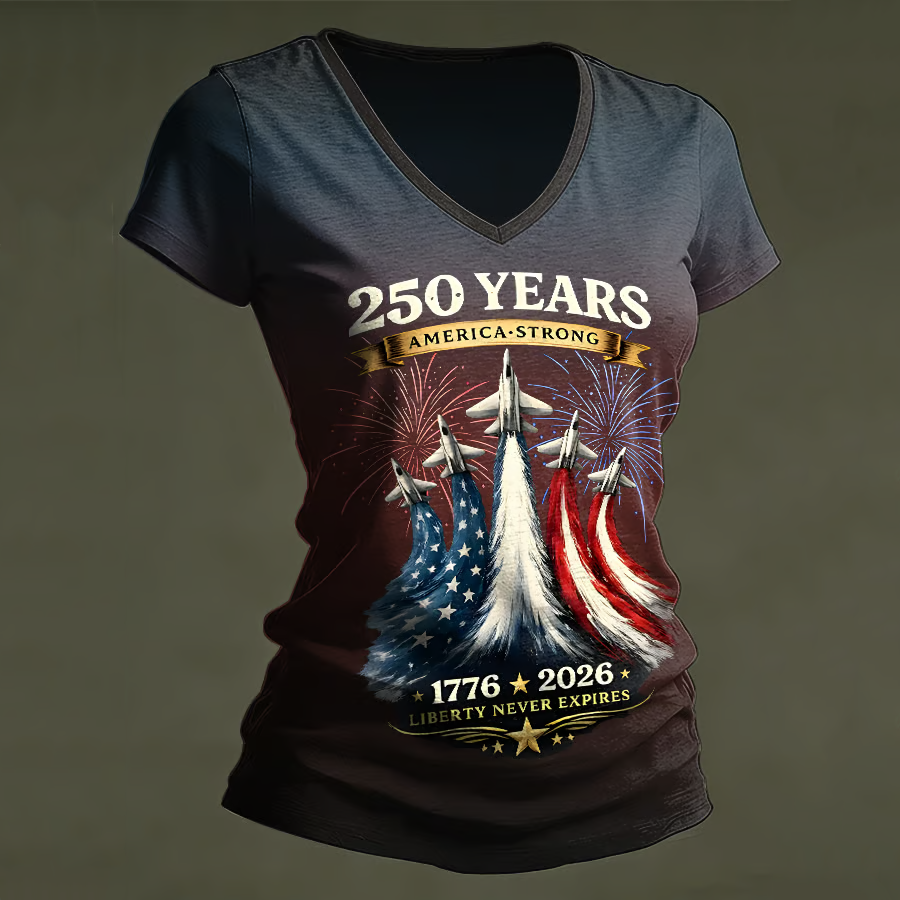 Women's Casual American 250th Anniversary Print T-shirt