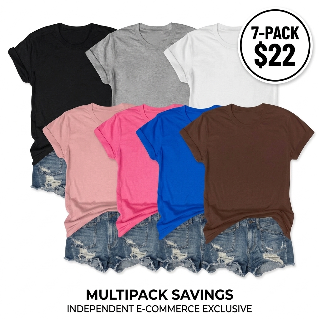 【Limited time deal】【Fast Shipping】Women's Short Sleeve T-Shirts Multipack, Loose/Relaxed Fit Solid Color Round Neck Casual Tee Tops Women Underwear Summer Tshirt（T-shirt only）